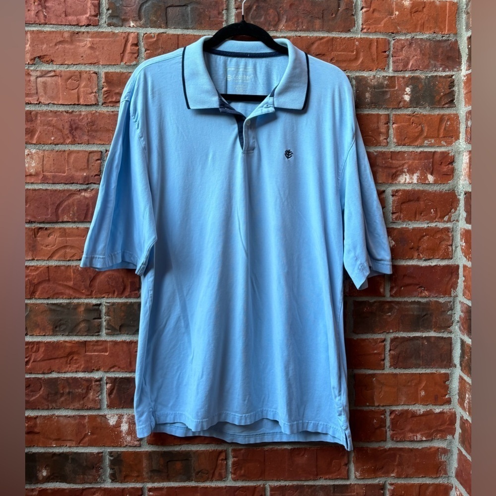 Coolibar Mens Large Blue Polo Short Sleeve Shirt 50+ UPF UV Proctection